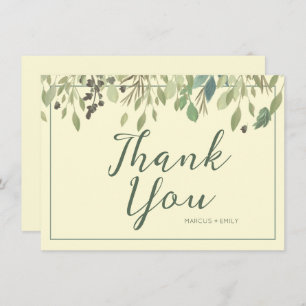 Modern Cream & Eucalyptus Thank You Flat Card