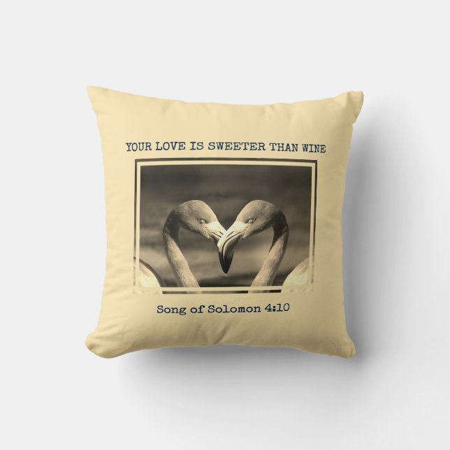 Modern Cream Flamingo Valentines Day Christian Cushion (Front)