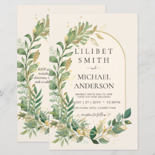 Modern Cream Gold Greenery Botanical Wedding