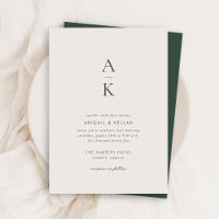 Modern Cream Green Monogram Earth Tone Wedding