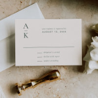 Modern Cream Green Monogram Earth Tone Wedding