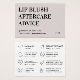 Modern Cream Lip Blush Lip Tattoo Aftercare Card