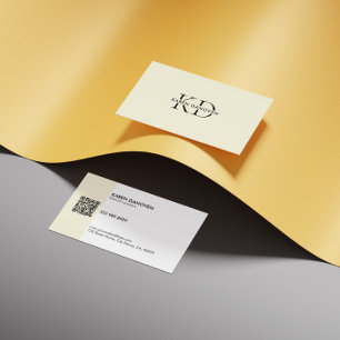 Modern Cream Monogram Professional  Business Card