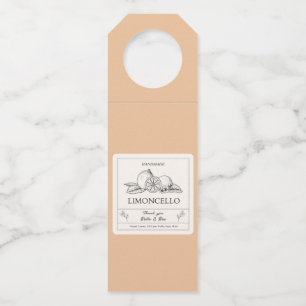 Modern Cream Peach Lemon Wedding Limoncello Bottle Tag