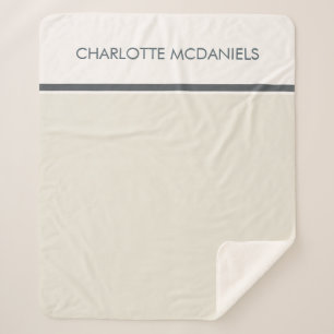 Modern Cream Simple Personalised Name Sherpa Blanket