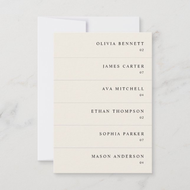 Modern Cream Simple Wedding Name Place Cards (Front)