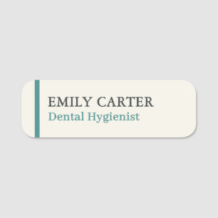 Modern Cream Teal Employee Name & Job Title Tag