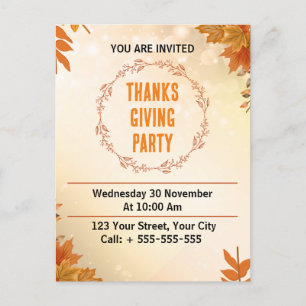 Modern Cream Thanksgiving Party  Postcard