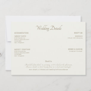 Modern Cream Wedding Details II Invitation
