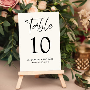 Modern Cream Wedding Reception Table Number
