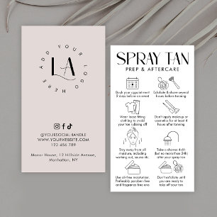 Modern Cream & White Elegant Spray Tan Aftercare Business Card