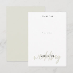 Modern Cream & White Wedding Thank You Card