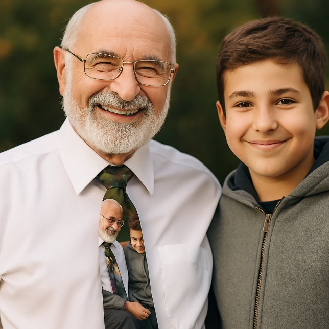 Modern Create Your Own 2-Photos Best Grandpa Ever Tie (Creator Uploaded)