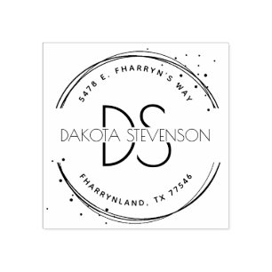 Modern Create Your Own Monogram and Return Address Rubber Stamp