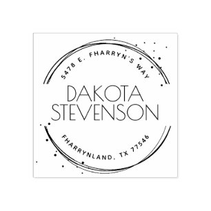Modern Create Your Own Name and Return Address Rubber Stamp