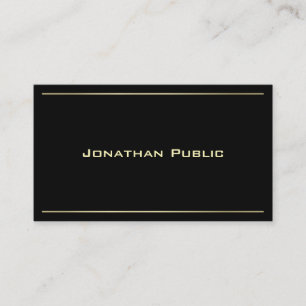 Modern Creative Black Gold Look Elegant Plain Business Card