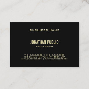 Modern Creative Black Gold Text Font Plain Luxury Business Card