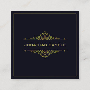 Modern Creative Design Elegant Black Gold Template Square Business Card