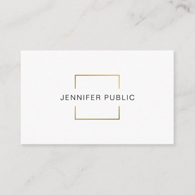 Modern Creative Design Gold White Professional Business Card (Front)