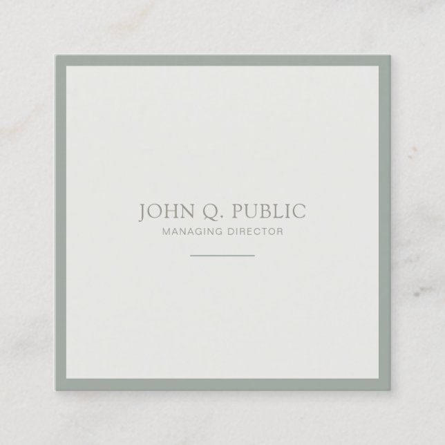 Modern Creative Minimalistic Plain Elegant Green Square Business Card (Front)