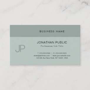 Modern Creative Monogram Professional Blue Green Business Card