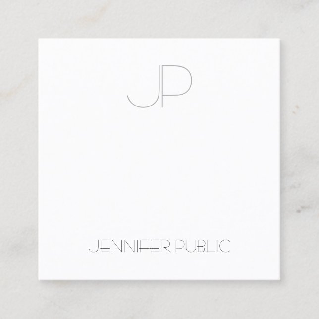 Modern Creative Monogram Simple Chic Template Square Business Card (Front)
