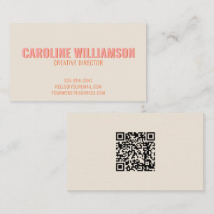 Modern Creative Professional Retro Pink Orange QR Business Card