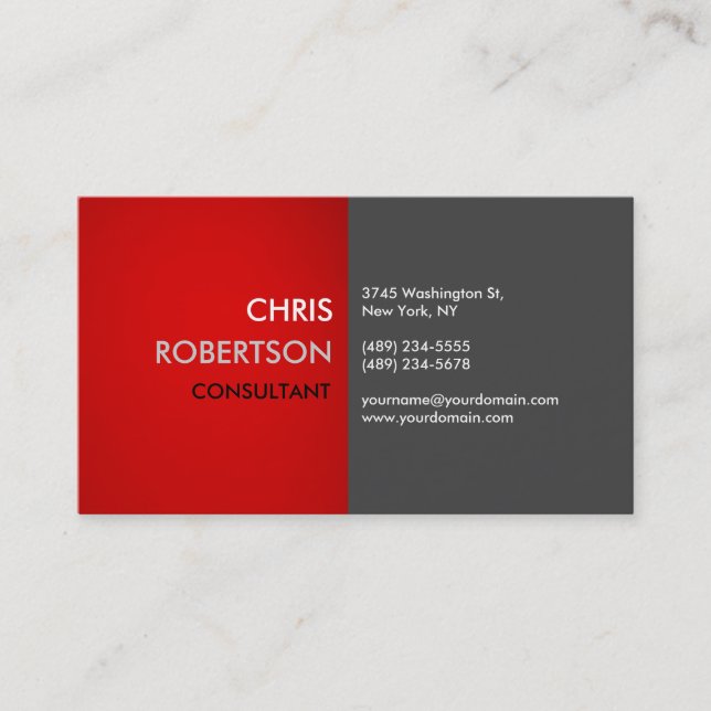 Modern Creative Red Grey Attractive Business Card (Front)