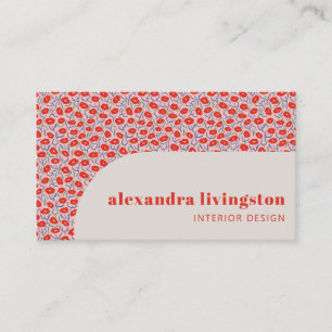 Modern Creative Scandinavian Red Floral Business Card