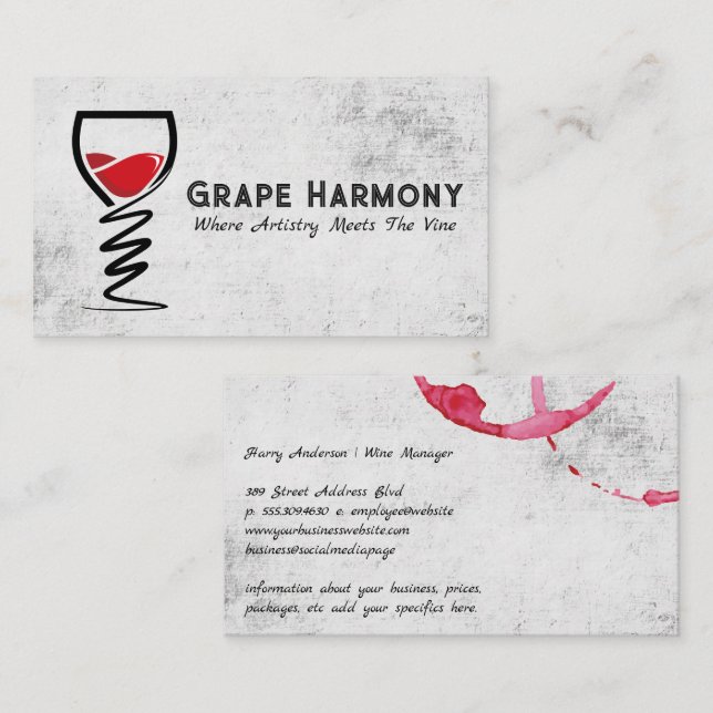 Modern Creative Wine Glass Logo Business Card (Front/Back)