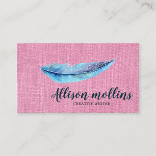 Modern Creative Writer Feather Logo Business Card