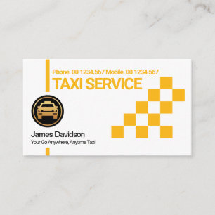 Modern Creative Yellow Taxi Check Box Cab Driver Business Card
