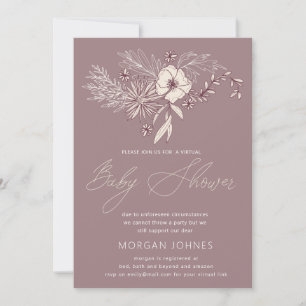 Modern Creme Floral Virtual Baby Shower Invitation