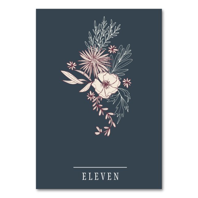 Modern Creme Floral Wedding Table Card (Front)