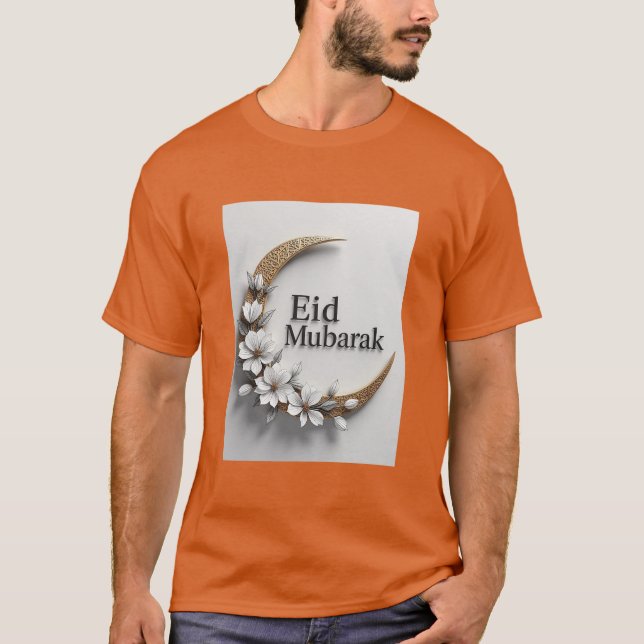 Modern Crescent Eid Al Fitr Mubarak Tshirt For Men (Front)