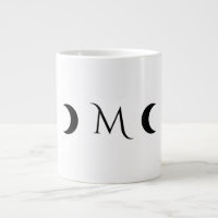 Modern Crescent Moons White and Black Monogram