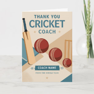 Modern Cricket Team Coach Thank You Card