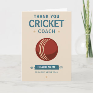 Modern Cricket Team Player Coach Thank You Card