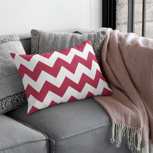 Modern Crimson Red Chevron Decorative Cushion