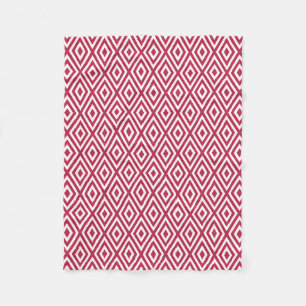 Modern Crimson Red Geometric Diamond Pattern Fleece Blanket