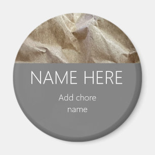 Modern Crinkled Paper Name Chore Magnet