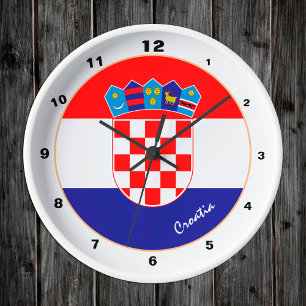 Modern Croatian Flag, Croatia trendy Home / design Round Clock