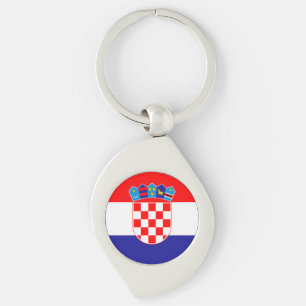 Modern Croatian Flag With Coat of Arms Cute Key Ring