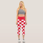 Modern Croatian Geometric Red Chequered Capri Leggings<br><div class="desc">These capri leggings feature a modern geometric pattern,  a famous Croatian chequerboard in red and white.</div>