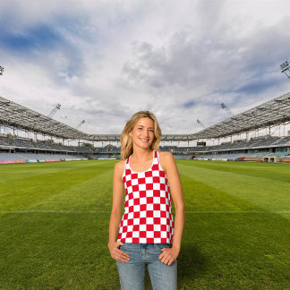 Modern Croatian Red Chequerboard Pattern Singlet