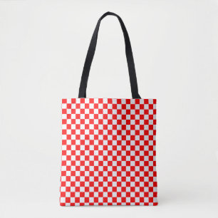 Modern Croatian Red White Chequered Pattern Tote Bag