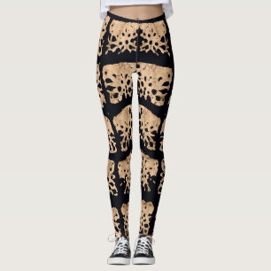 Modern crocodile pattern in rose gold and black leggings