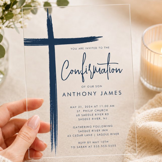 Modern Cross Boys Confirmation Invitation (Creator Uploaded)