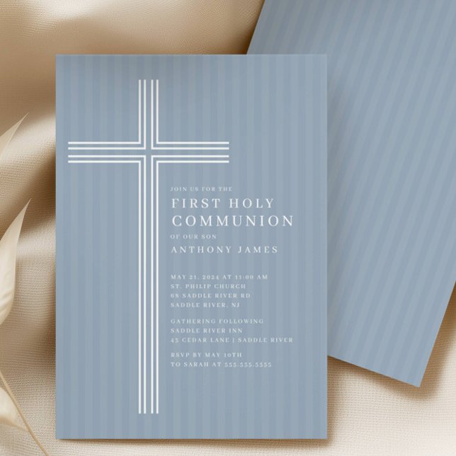 Modern Cross Holy Communion Invitation (Creator Uploaded)
