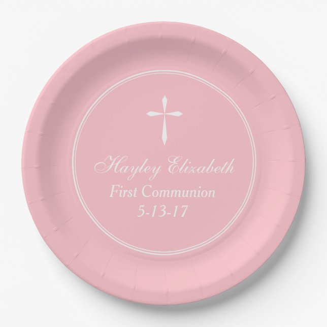 Modern Cross Personalised Paper Plate (Front)